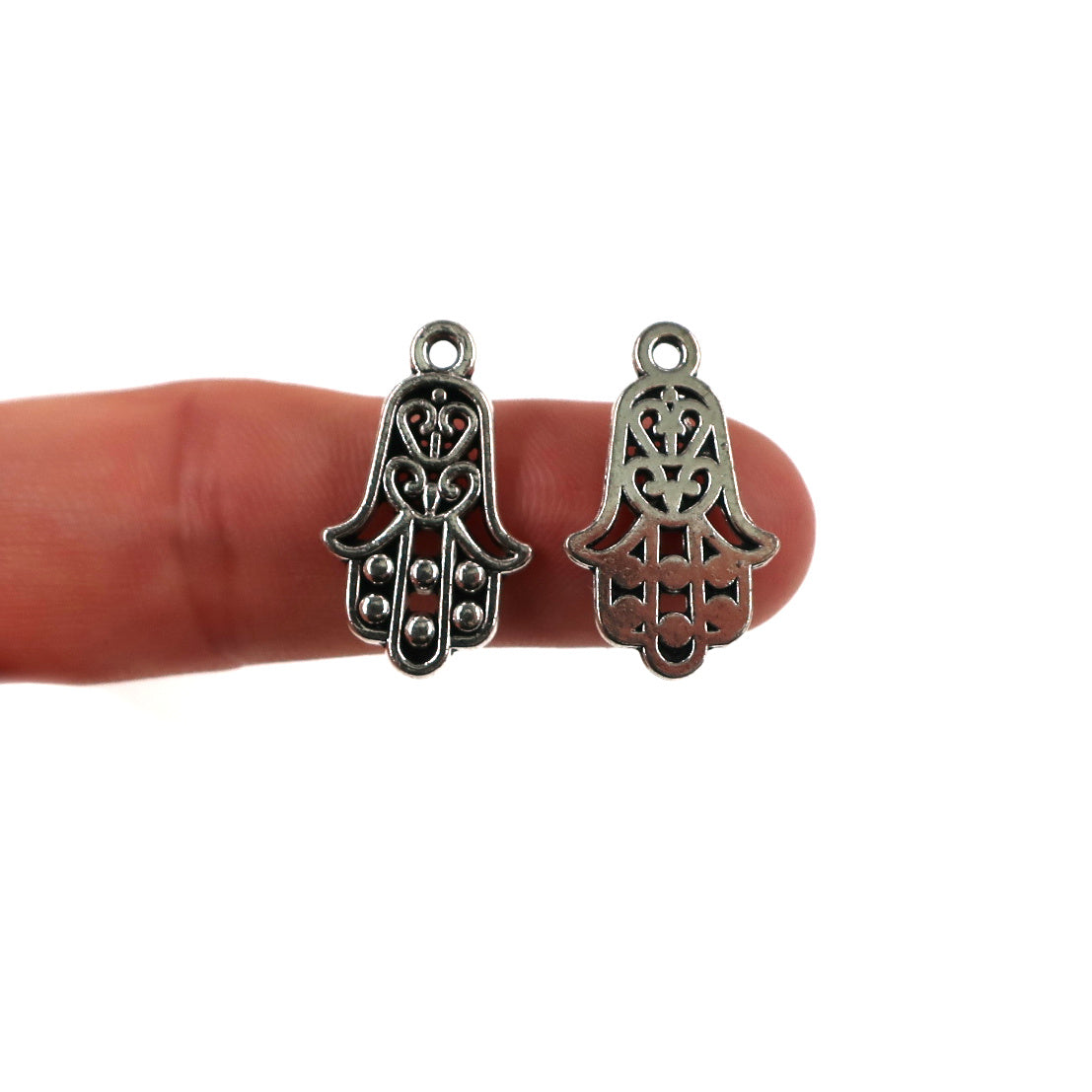 (10 pack) Hamsa Hand charms - antique silver