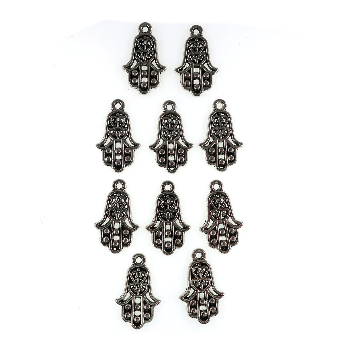 (10 pack) Hamsa Hand charms - antique silver