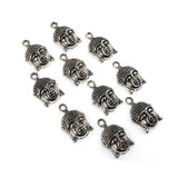 (10 pack) buddha head charms - antique silver