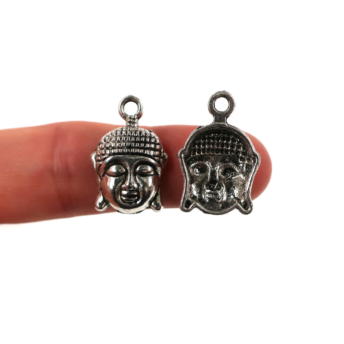 (10 pack) buddha head charms - antique silver