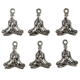 10 pack Easy Pose Yoga charms - antique silver charms