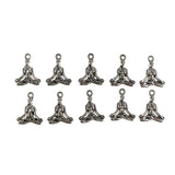 10 pack Easy Pose Yoga charms - antique silver charms