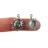 (10 pack) Sun Flower charms - antique silver