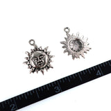 (10 pack) Sun Flower charms - antique silver