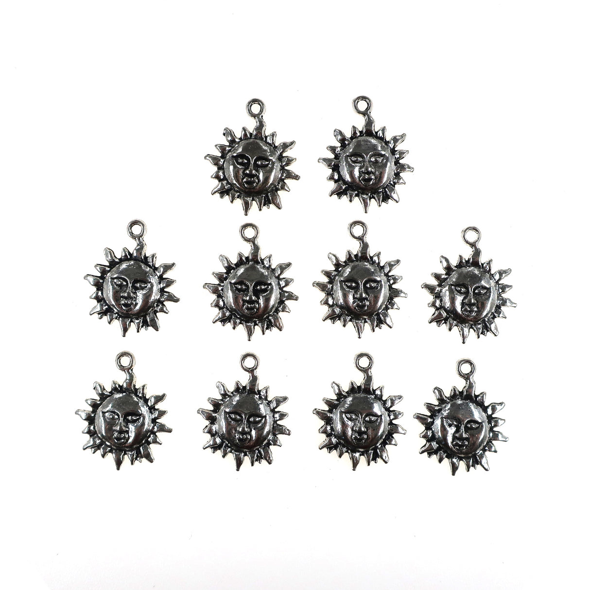 (10 pack) Sun Flower charms - antique silver