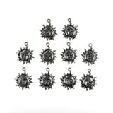 (10 pack) Sun Flower charms - antique silver