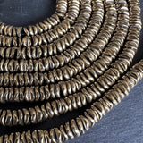 6mm gold electroplated hematite beads - disc - wavy - 16" strand - approx. 200 beads