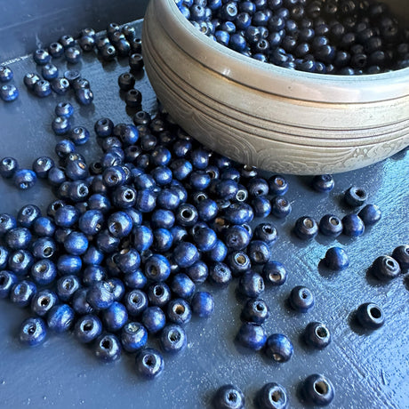 8mm dark blue wood beads for making stretch bracelets diy