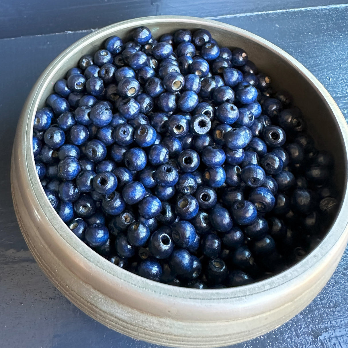 dark blue wood beads for making stretch bracelets diy