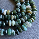 Medium moss agate nugget beads - 15" strand