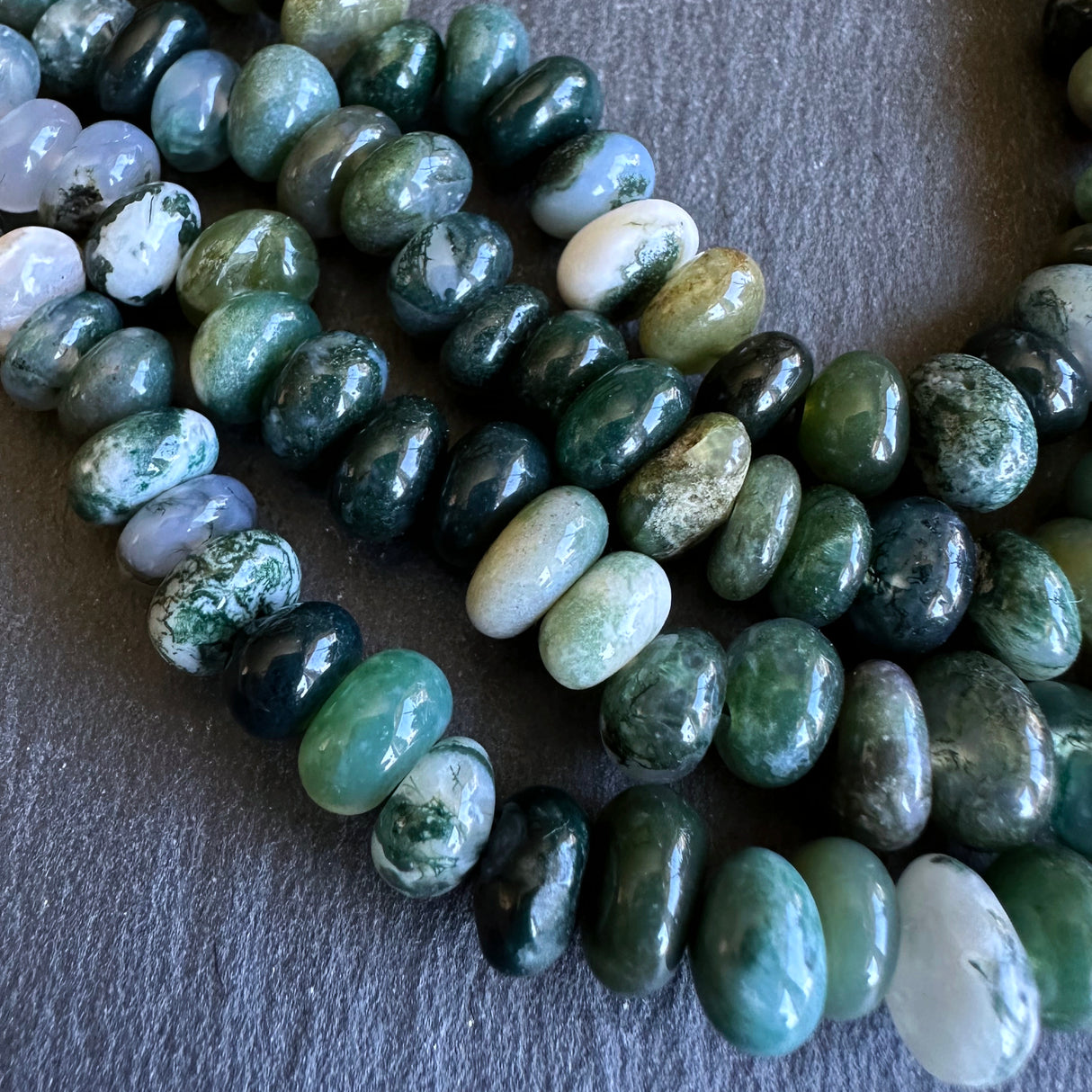 Medium moss agate nugget beads - 15" strand