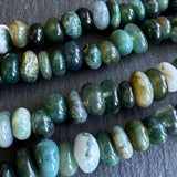 Medium moss agate nugget beads - 15" strand