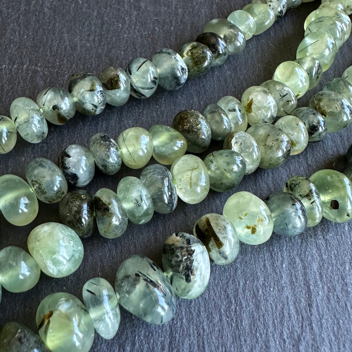 Medium prehnite nugget beads - 15" strand