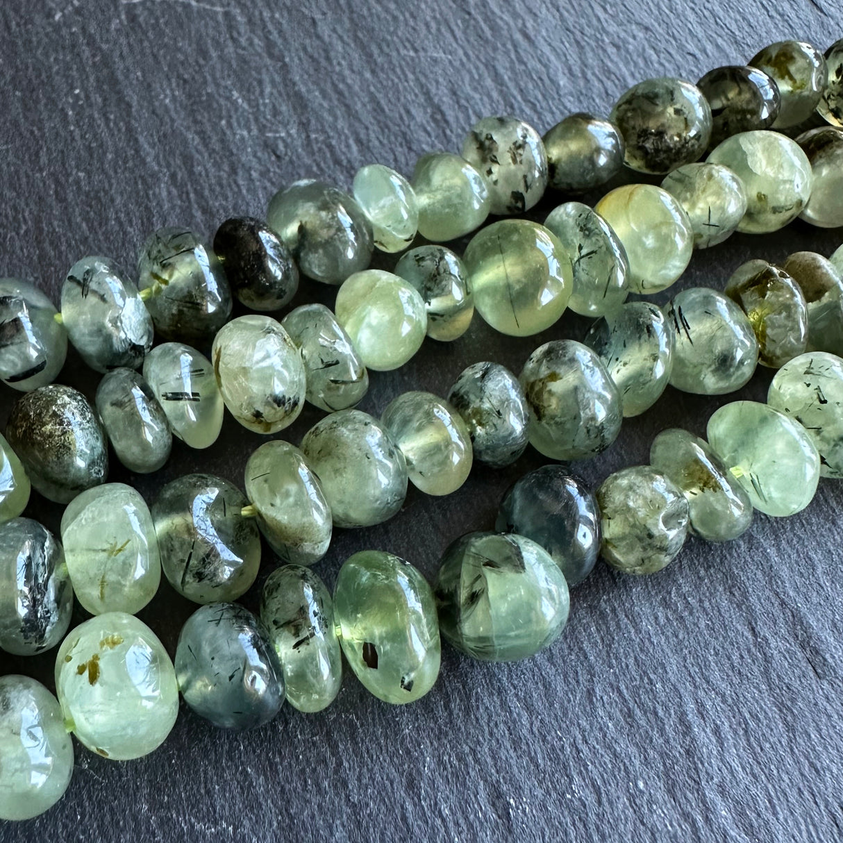 Medium prehnite nugget beads - 15" strand