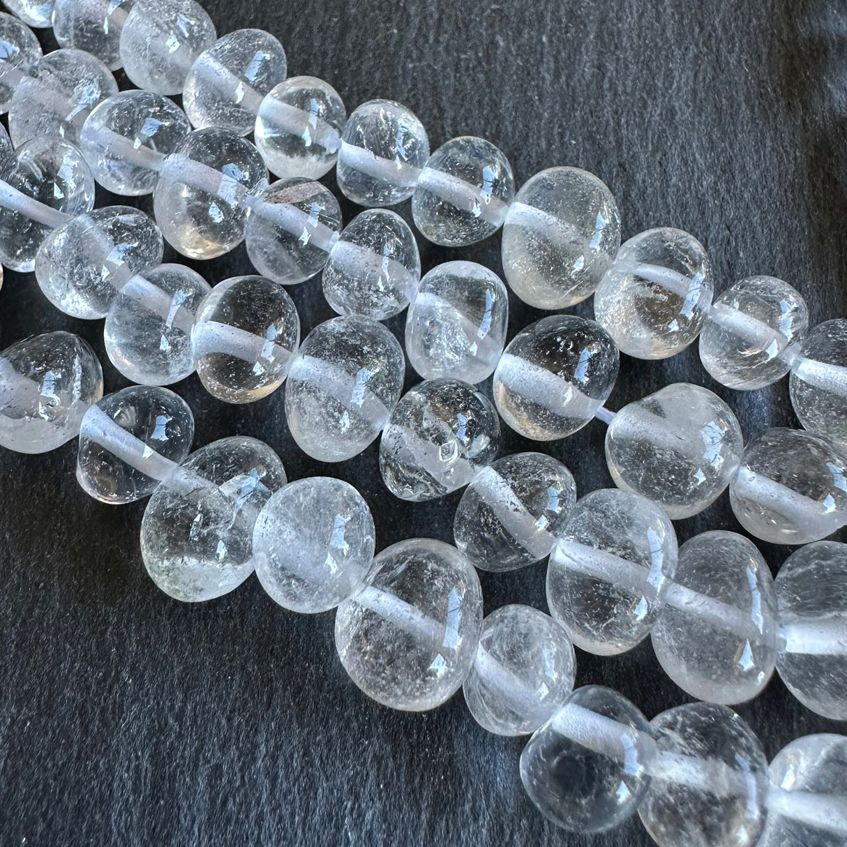 Medium crystal quartz nugget beads - 15" strand