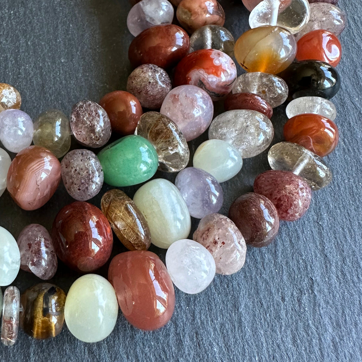 Medium mixed gemstone nugget beads - 15" strand