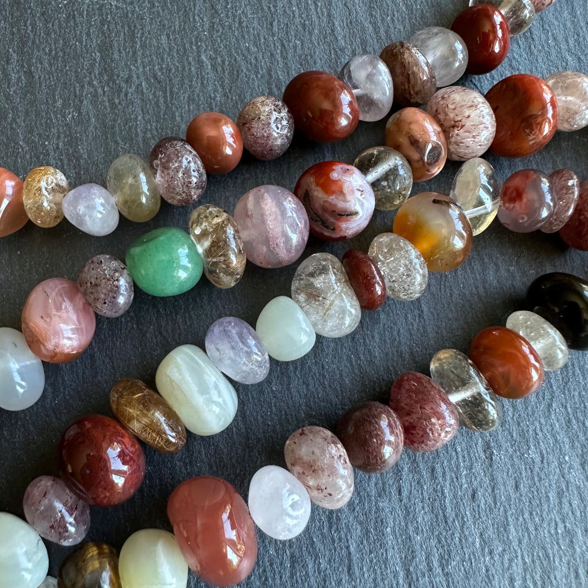 Medium mixed gemstone nugget beads - 15" strand