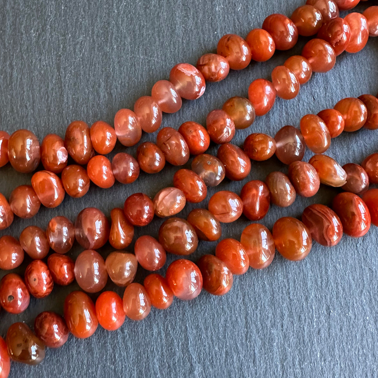 Medium red agate (dyed) nugget beads - 15" strand