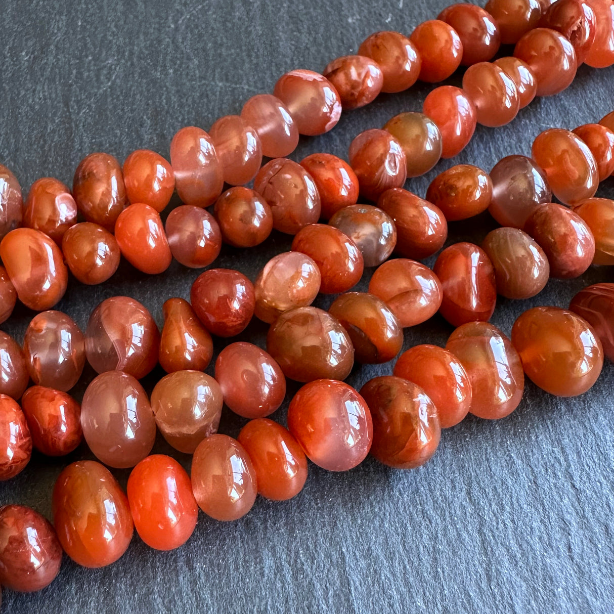 Medium red agate (dyed) nugget beads - 15" strand