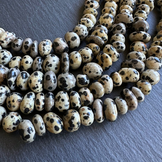 Medium dalmatian jasper nugget beads - 15" strand