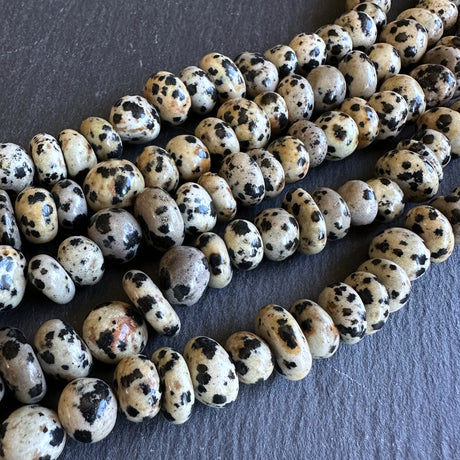 Medium dalmatian jasper nugget beads - 15" strand