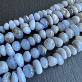 Medium blue lace agate nugget beads - 15" strand