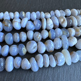 Medium blue lace agate nugget beads - 15" strand