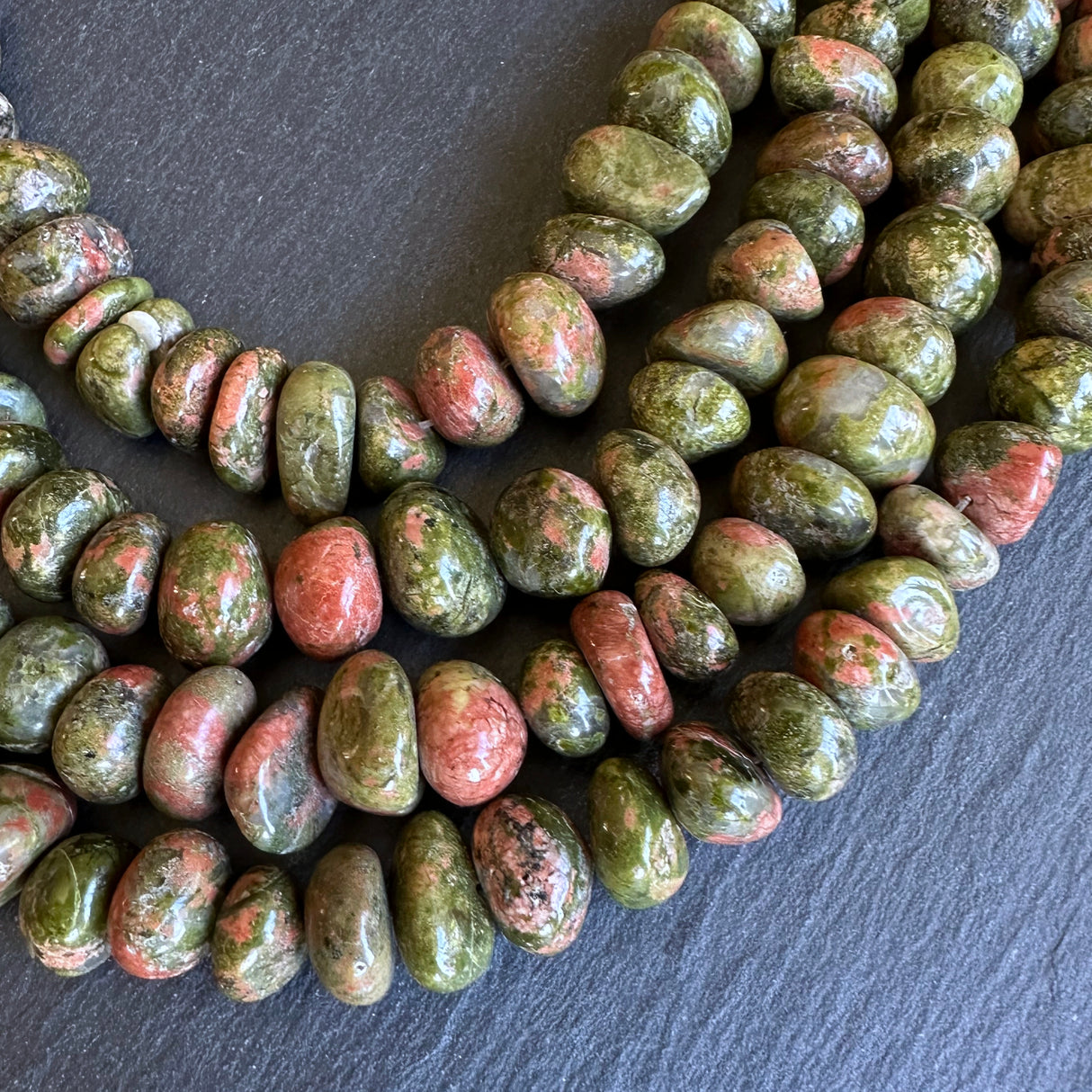 Medium unakite nugget beads - 15" strand