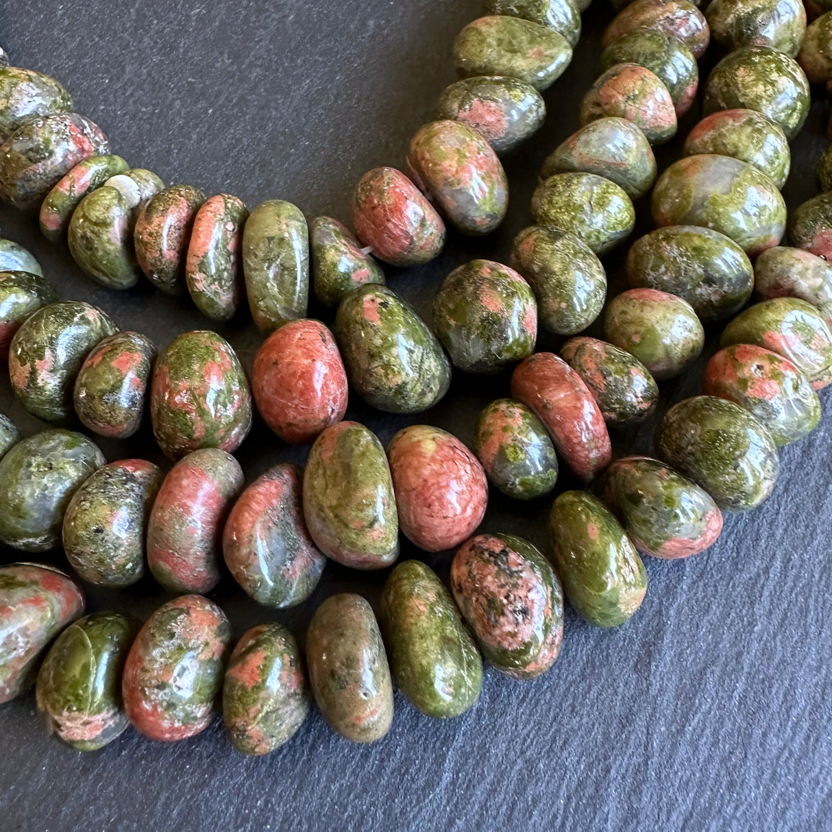 Medium unakite nugget beads - 15" strand