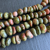 Medium unakite nugget beads - 15" strand