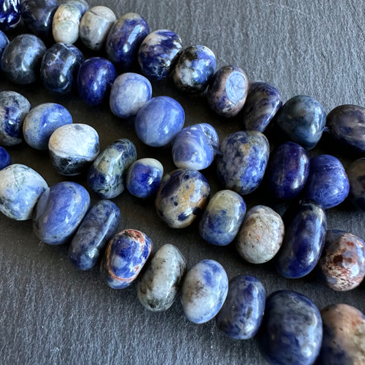 Medium sodalite nugget beads - 15" strand