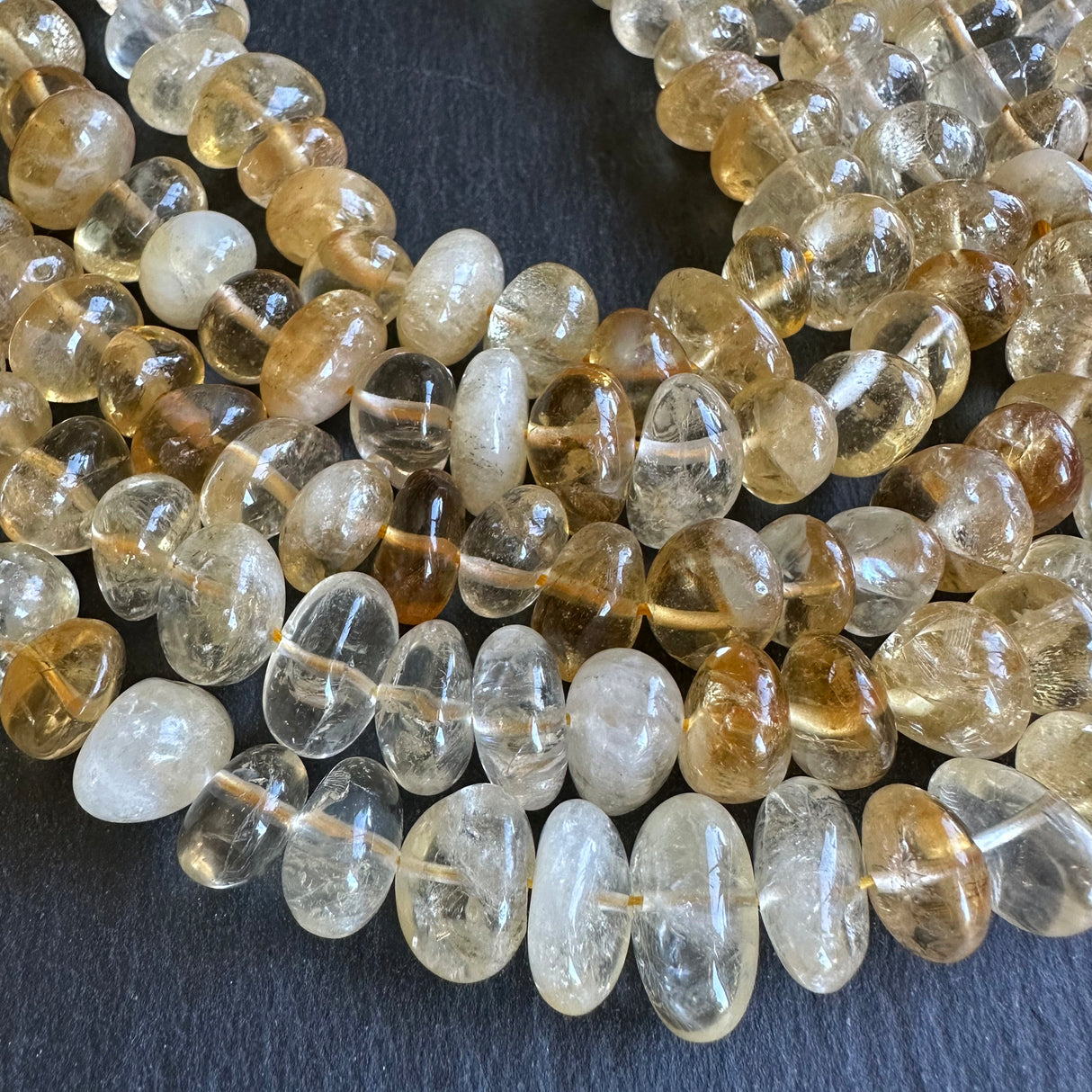 Medium citrine nugget beads - 15" strand