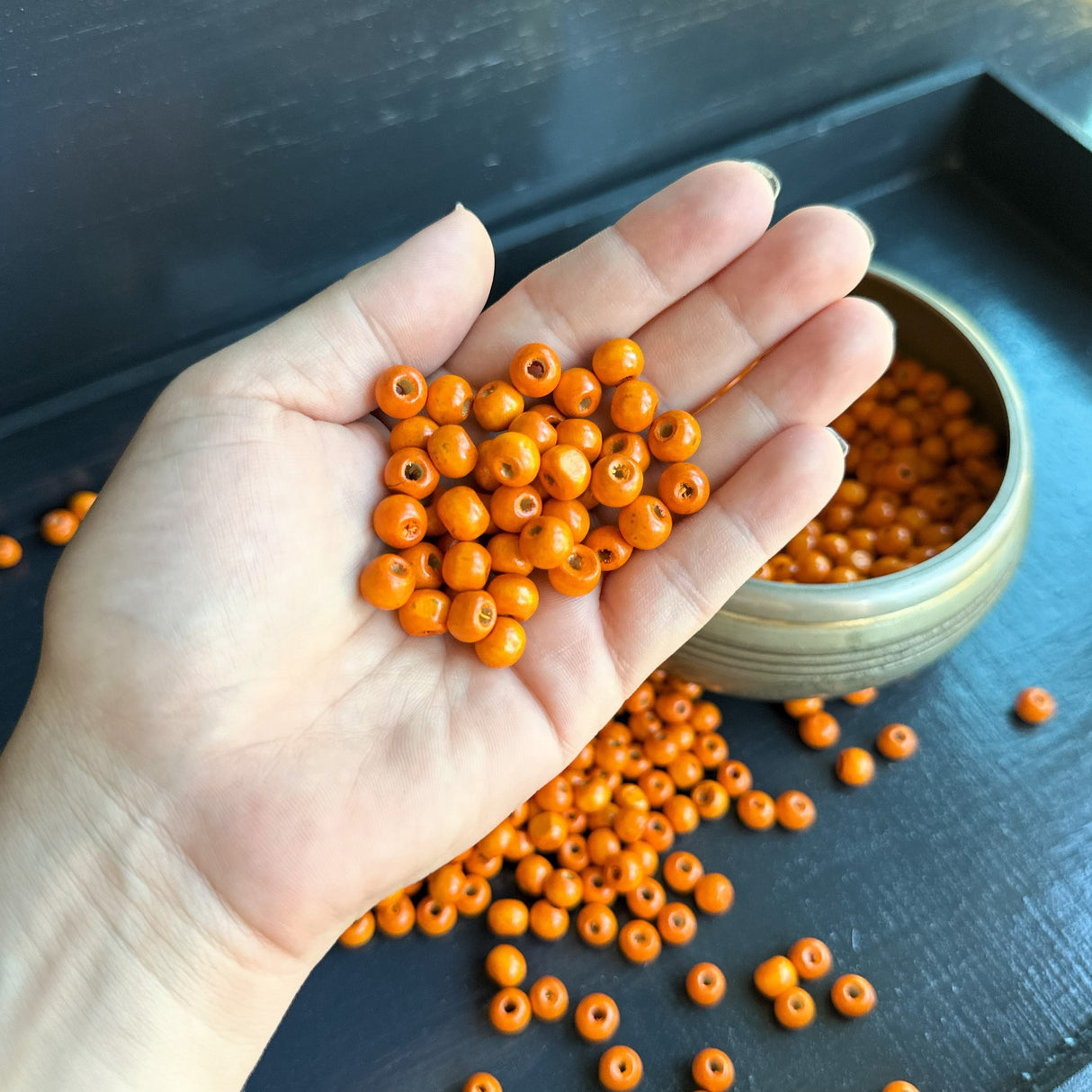 orange wood beads for bracelet making