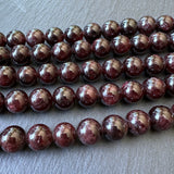 10mm garnet beads (undyed) - round - smooth - 15" strand - approx. 35 beads