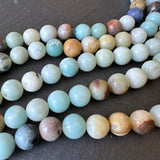 10mm amazonite beads (undyed) - round - smooth - 15" strand - approx. 35 beads