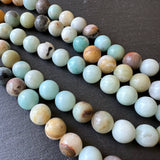 10mm amazonite beads (undyed) - round - smooth - 15" strand - approx. 35 beads