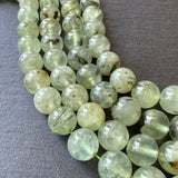 10mm prehnite beads (undyed) - round - smooth - 15" strand - approx. 35 beads