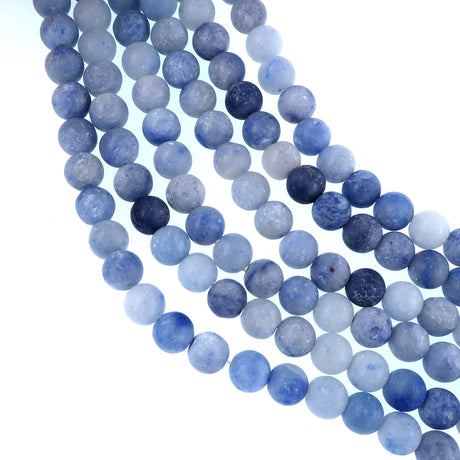 6mm Blue Aventurine Matte Beads, sold per 15" strand