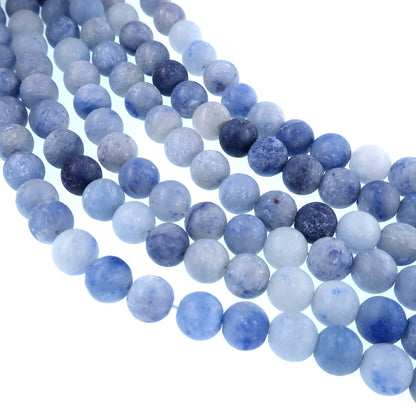 6mm Blue Aventurine Matte Beads, sold per 15" strand