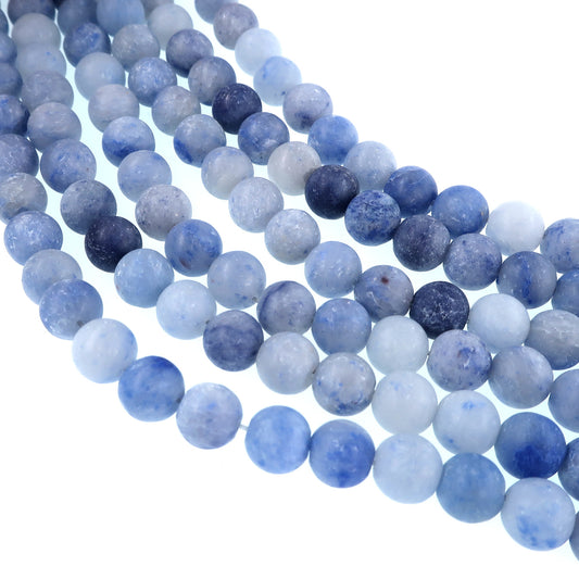 6mm Blue Aventurine Matte Beads, sold per 15" strand