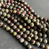 6mm dragon blood jasper beads - round - smooth - 15" strand - approx. 65 beads