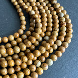 6mm wood jasper beads (undyed) - round - smooth - 15" strand - approx. 65 beads