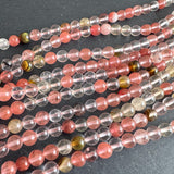 6mm tigerskin glass beads - round - smooth - 15" strand - approx. 65 beads