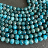 6mm blue apatite beads - round - smooth - 15" strand - approx. 65 beads