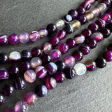 6mm purple striped agate beads - round - smooth - 15" strand - approx. 60 beads