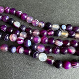 6mm purple striped agate beads - round - smooth - 15" strand - approx. 60 beads ST1-5