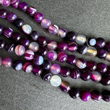 6mm purple striped agate beads - round - smooth - 15" strand - approx. 60 beads