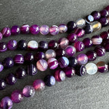 6mm purple striped agate beads - round - smooth - 15" strand - approx. 60 beads ST1-5