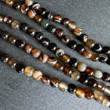 6mm dark brown striped agate beads - round - smooth - 15" strand - approx. 60 beads ST1-1