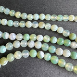 6mm light green striped agate beads - round - smooth - 15" strand - approx. 60 beads ST1-11